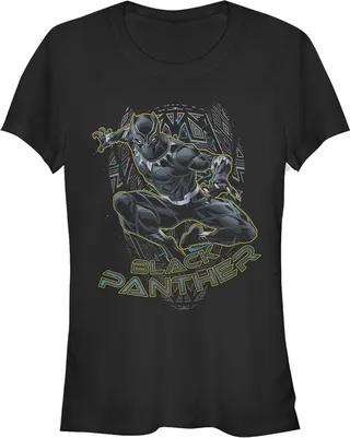 Junior's Marvel Black Panther Mask Outline T-Shirt - Black - Large