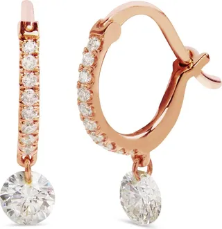 Set Free Diamond Rose Gold Mini Hoop Earrings
