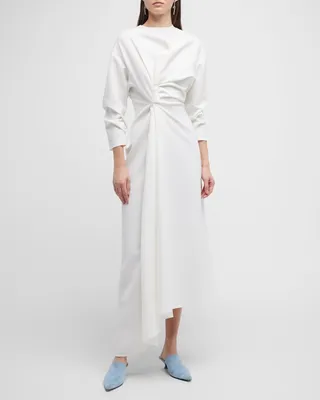 Asymmetric Gathered Maxi Dress