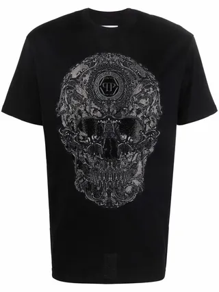 baroque skull-print T-shirt