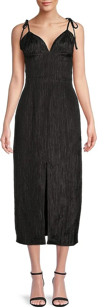 Pleated Midi Cocktail Dress