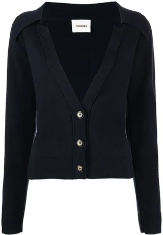 V-neck knit cardigan