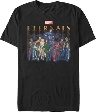 Men's Marvel Eternals Group Repeating T-Shirt - Black - 2X Large