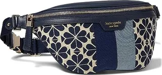 Kate Spade New York Spade Flower Jacquard Shelly Medium Belt Bag (Blue Multicolor) Handbags