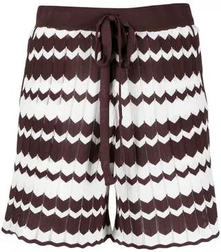 Zigzag-Print Knitted Shorts