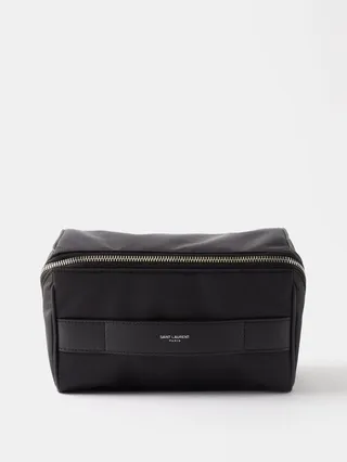 Logo-stamped Leather-handle Washbag