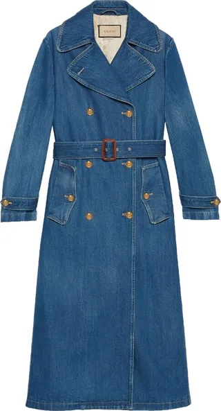 Double-Breasted Denim Trench-Coat
