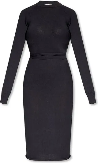 The Attico Open-Back Crewneck Knitted Midi Dress