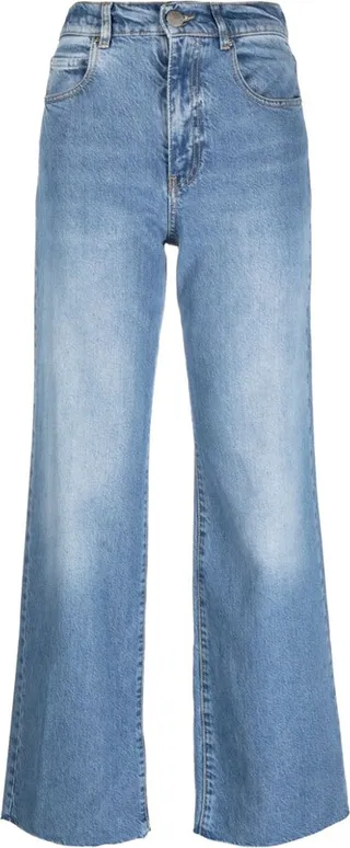 Faded-Effect Wide-Leg Jeans