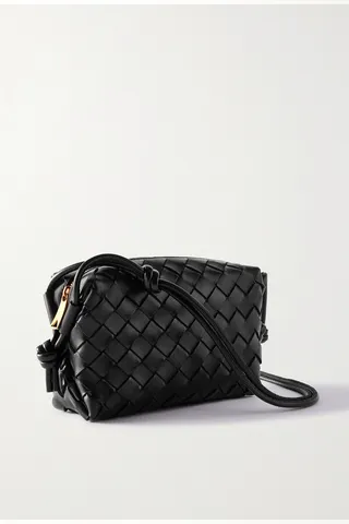 Bottega Veneta - Loop Mini Intrecciato Leather Shoulder Bag - Black