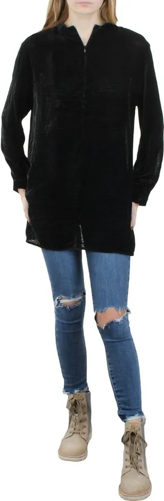 Womens Velvet Mock Neck Tunic Top