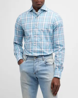 Men's Cotton Plaid Dress Shirt