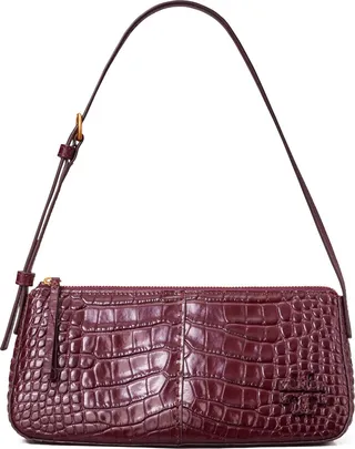 McGraw Croc Embossed Wedge Shoulder Bag