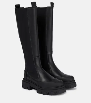 Leather knee-high boots