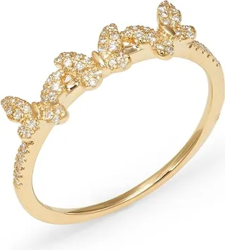 14K Yellow Gold & 0.15 TCW Diamond Butterfly Ring