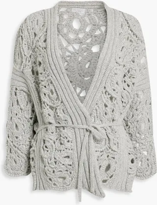 Crocheted cashmere cardigan