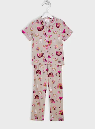 Girls Printed Long Sleeve Pyjama Set