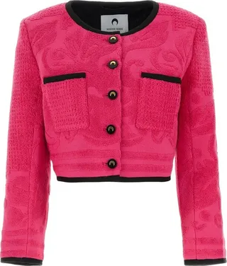 Marine Serre Towelling Cropped Buttoned Jacket