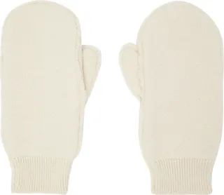 Jil Sander Beige Faux-Fur Mittens