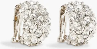 Silver-tone crystal clip earrings