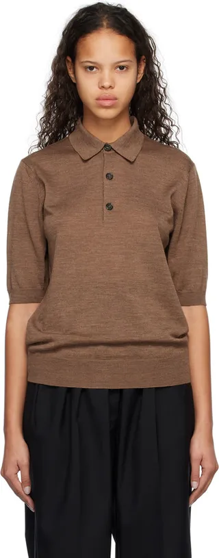 Raf Simons Brown Three-Button Polo