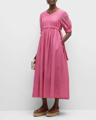 Flavia Side-Tie Cotton A-Line Dress