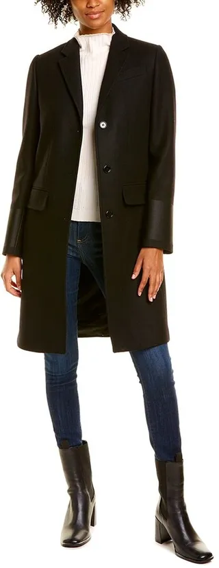 Burberry Tailored Wool & Camel Blend Coat