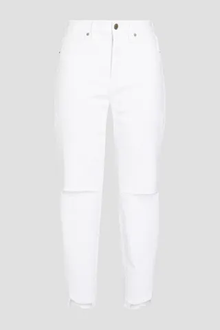 Cropped distressed high-rise skinny jeans