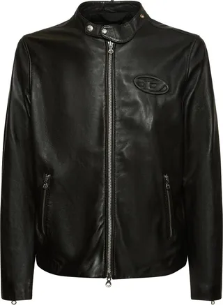 D patch leather jacket