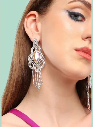 Gold Plated Party Designer Stone Drop Earring For Women