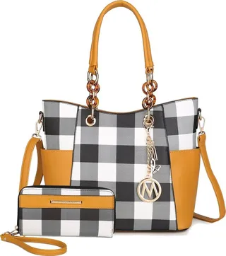 MKF Collection by Mia K Paloma Shoulder Handbag with Matching Wallet – 2 pieces - Yellow