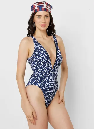 Printed High Leg Swimsuit