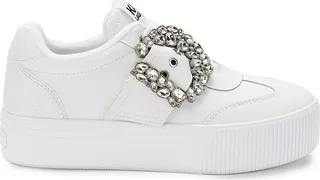 Buckle Retro Leather Sneakers