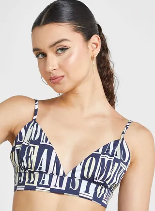 Printed Plunge Neck Bra