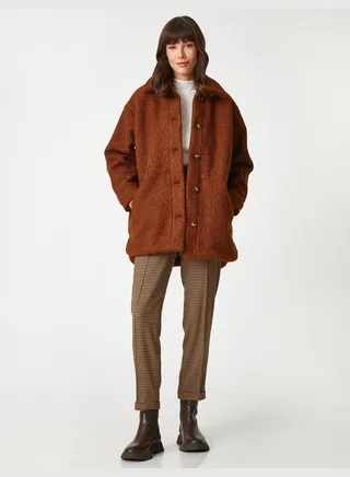 Şahika Ercümen X Koton - Oversized Pocket Button Maxi Jacket