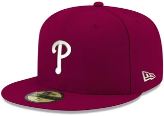 Men's Cardinal Philadelphia Phillies Logo White 59FIFTY Fitted Hat