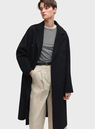 Button Detail Longline Coat