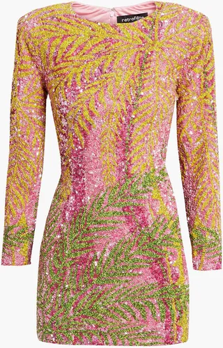 Nikki printed embellished satin mini dress