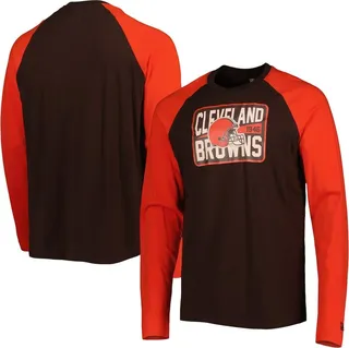 Men's New Era Brown Cleveland Browns Current Raglan Long Sleeve T-shirt