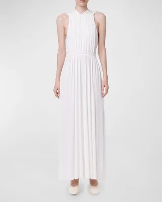 Shirred Maxi Dress with Back Cutout