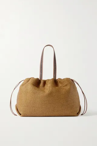 Brunello Cucinelli - Embellished Woven Raffia Tote - Brown
