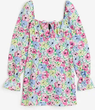 Puff-sleeved Crêped Dress