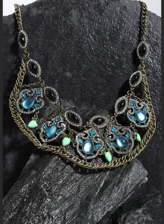 Gold Plated Designer Stone Party Necklace For Women