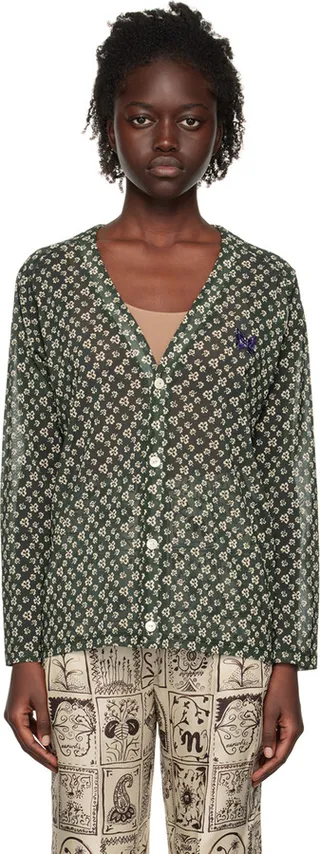NEEDLES Green V-Neck Cardigan