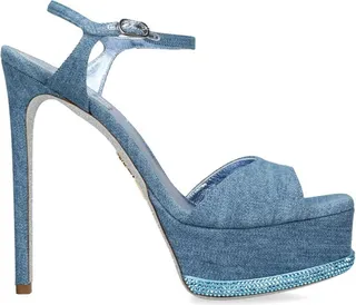 René Caovilla Denim Platform Sandals 130
