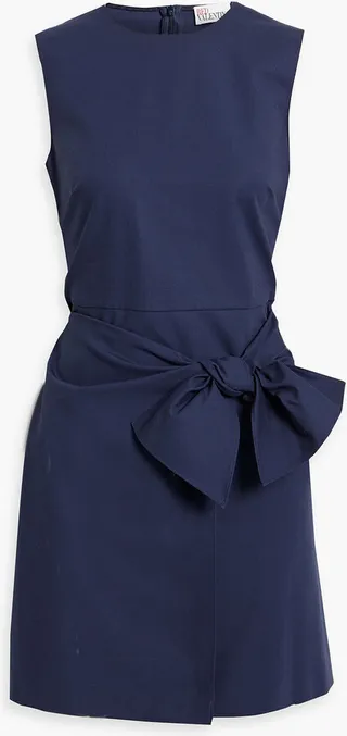 Bow-embellished stretch-cotton mini dress