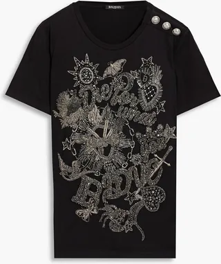 Embellished cotton-jersey T-shirt