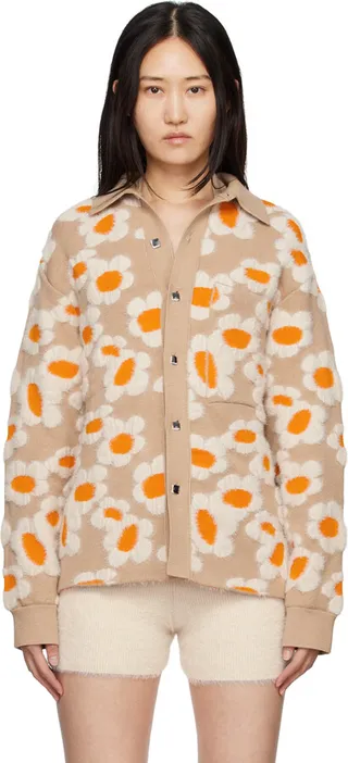 Jacquemus Tan Le Papier 'La Chemise Neve Fleurs' Cardigan