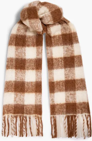 Checked alpaca-blend scarf