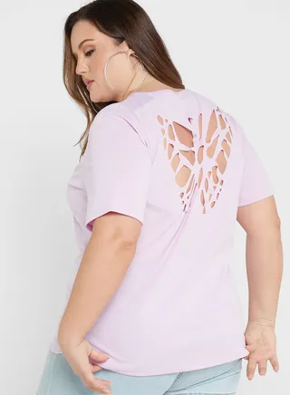 Butterfly Hollow Burn Back Detail T-Shirt